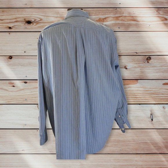 Tommy Hilfiger  Size 17 long Sleeve Blue Stripe Men's Shirt - Picture 2 of 7